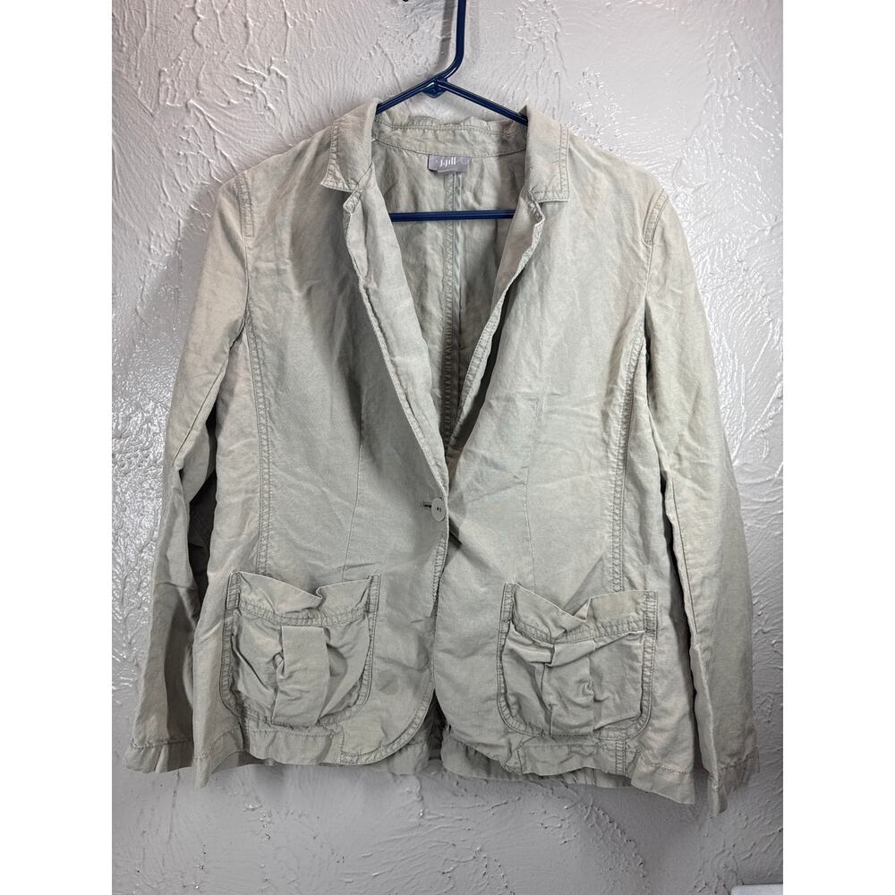 J Jill Silk Linen Jacket Women One Button Lightweight Shirt Coat Small Petite SP